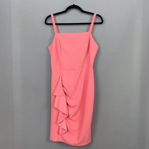 bebe Womens Spaghetti Strap Wrap Waist Dress in Coral Pink Size 8